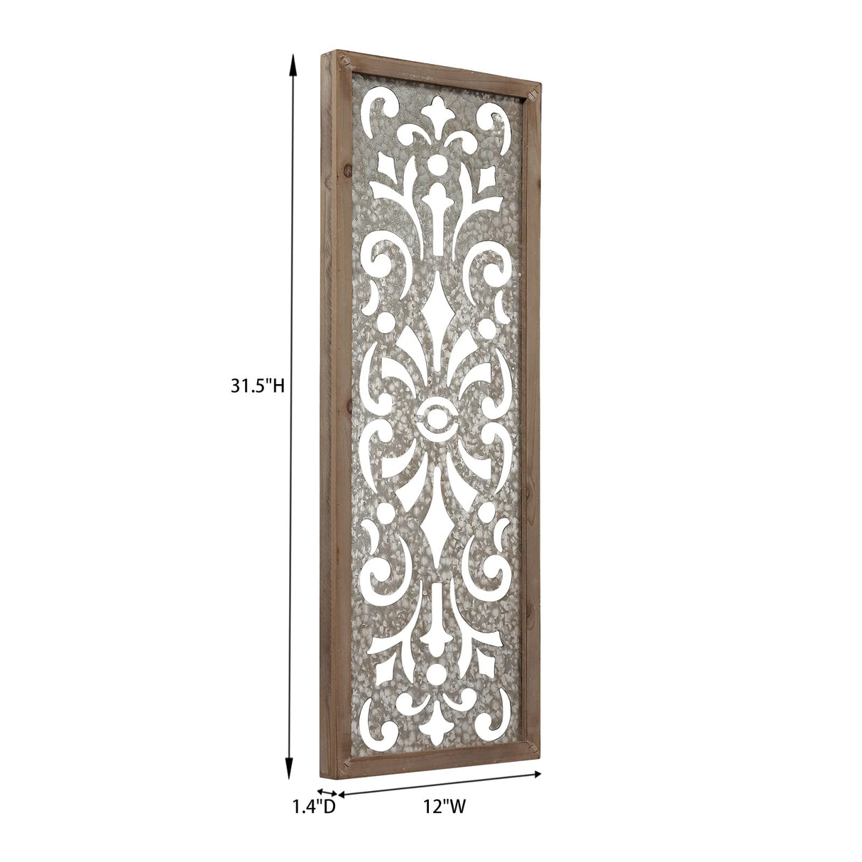 Sintosin Farmhouse Galvanized Wall Decor, 12" x 32", Hanging Window Pane, Wood & Metal Wall Art, Steel Sheet Wall Sculpture, Decorative Wall Panel for Living Room Fireplace Sintosin