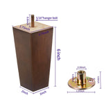 Wood Furniture Legs 6 inch Sofa Legs Pack of 4,Couch Legs Square Brown,Mid century desk legs,Sofa replacement parts, For Dresser legs Sideboard Recliner couch Circle chair Couch riser Coffee Table SHANJUE