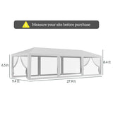 Outsunny 10' x 28' Party Tent Canopy, Outdoor Event Shelter Gazebo with 8 Removable Mesh Sidewalls, Zipper Doors, Steel Frame, White Outsunny