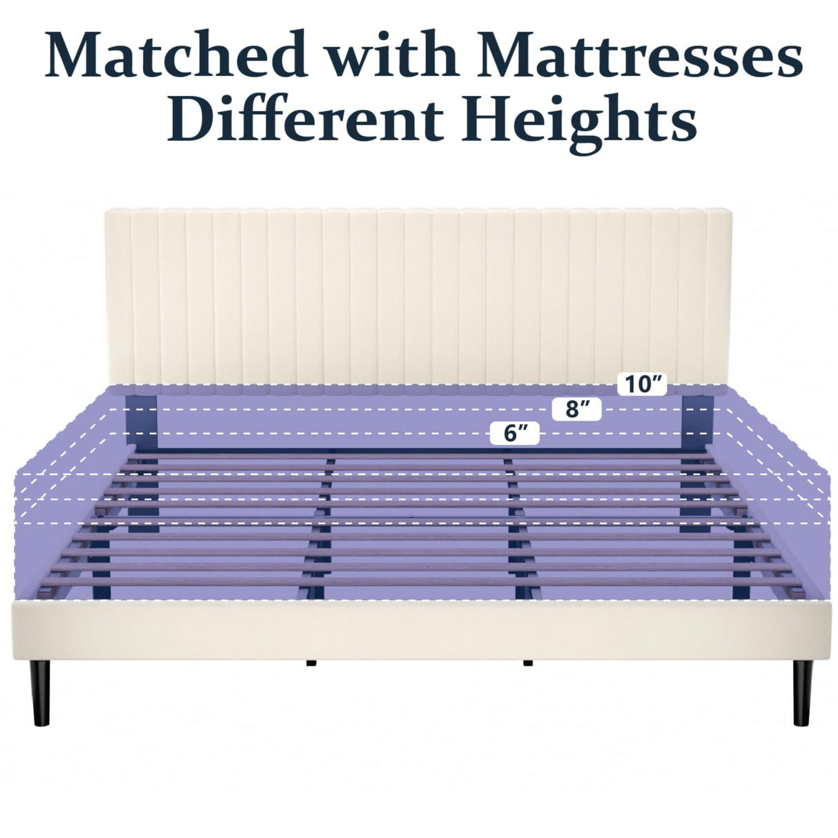 HAOARA King Size Bed Frame,King Size Platform Bed Frame and Velvet Upholstered Headboard with Strong Wood Slats, Box Spring Optional, Mattress Foundation, Easy Assembly Beige HAOARA