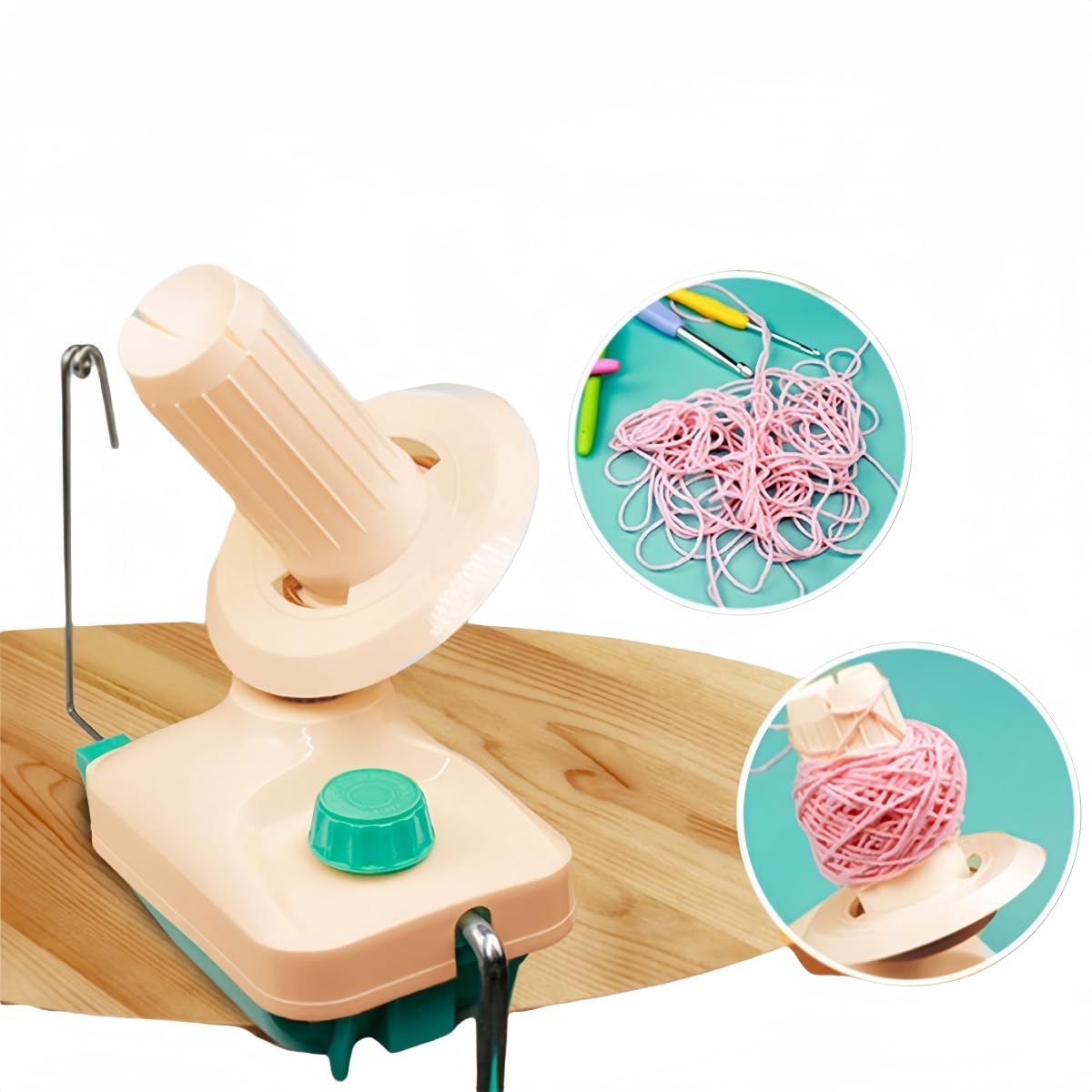 GEIWOGUO Yarn Winder Fiber Yarn String Ball Winder Holder Hand Operated (Cyan) GEIWOGUO
