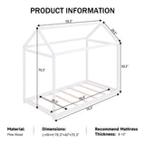 Merax Wood House Bed,Floor Bed with Wood Slats,No Box Spring Needed,Twin Size, White Merax