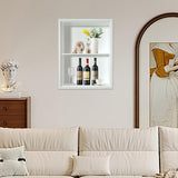 Nalwort 14" x 18" Recessed Medicine Cabinet, 2-Tier Wall Niche for Bathroom, Bedroom, Living Room, Kitchen, White, Solid Wood Wall Medicine Cabinet Nalwort