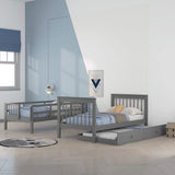 CITYLIGHT Bunk Bed Twin Over Twin with Trundle, Bunk Beds with Stairs and Open Shelves, Wooden Twin Bunk Bed for Kids, Teens,Bedroom, Dorm(Grey,Twin Over Twin) CITYLIGHT