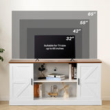 HollyHOME TV Stand for TVs up to 65”, Wood Entertainment Center with Adjustable Storage Shelves, Media TV Console Table for Living Room and Bedroom, White HollyHOME