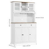FACBOTALL Kitchen Pantry Storage Cabinet, Freestanding Hutch Cabinet with Buffet Cupboard, Utility Pantry with Microwave Stand,Tall Kitchen Cabinets with Adjustable Shelves for Kitchen FACBOTALL