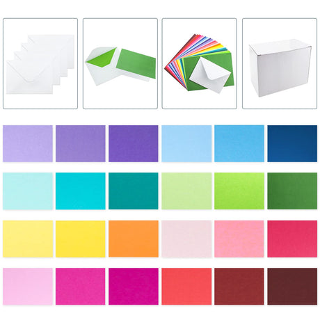 48 Pack Blank Folded Cards and Envelopes Colored Cards White Envelopes 5 x 7 Inch Colorful Greeting Cards 24 Assorted Colors Heavy Weight for Greeting,Invitation,Card Making LIVHOLIC
