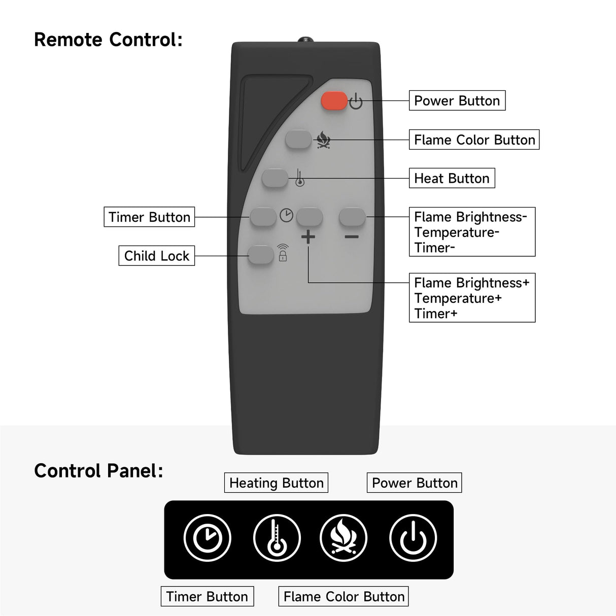 Real Relax Fireplace TV Stand for 80 Inch TV, 72.8" Entertainment Center with 40 inch 3-Sided Electric Fireplace & LED Lights for Living Room, Black Real Relax
