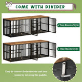 AGESISI Dog Crate Furniture for 2 Dogs, 76” Wooden Dog Kennel with Divider, XXL Double Dog Crate Furniture Large Breed with 4 Doors, Dog Cage End Table Indoor for Large & Medium Dogs, Black AGESISI