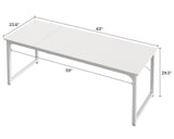Huuger Computer Desk, 63 Inch Office Desk, Gaming Desk with Storage, Writing Desk Work Desk for Home Office, Study, Modern Simple Desk, Large Legroom, Metal Frame, White Huuger