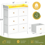 Yoobure Dresser for Bedroom with Charging Station, 6-Drawer Chest Furniture with LED Lights, Fabric Dressers & Chests of Drawers, Storage Tower Organizer Unit for Kids Room Closet Living Room Hallway Yoobure
