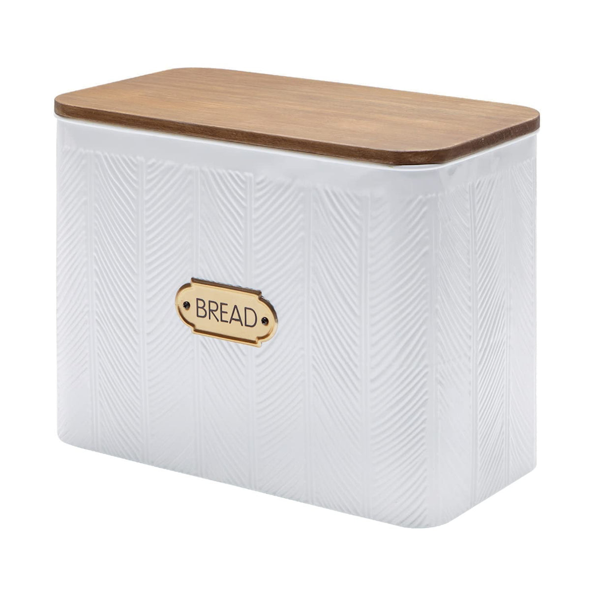 NIKKY HOME Extra Large Space Saving Farmhouse Bread Box With Wood Lid - Holds 2 Loaves - Vertical Breadbox Bread Storage Bin Holder for Kitchen Countertop, White NIKKY HOME