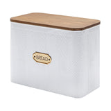 NIKKY HOME Extra Large Space Saving Farmhouse Bread Box With Wood Lid - Holds 2 Loaves - Vertical Breadbox Bread Storage Bin Holder for Kitchen Countertop, White NIKKY HOME