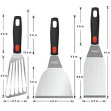 Beijiyi Stainless Steel Spatula Set, Heavy Duty Small Metal Spatula for Cooking Cast Iron Skillet with Silicone Handle - Griddle Grill Kitchen Spatula Flipper for Pancake, Fish, Smash Burger and Egg Beijiyi