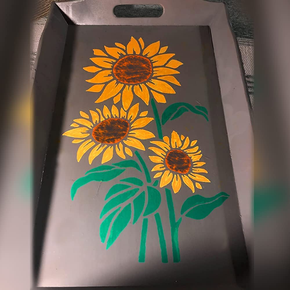 DLY LIFESTYLE Large Sunflower Stencil for Painting (12x15 Inches) - Flower Stencils for Crafts Reusable for Walls, Fabric, Furniture - Wall Stencil - Floral Stencils for Painting on Wood DLY LIFESTYLE