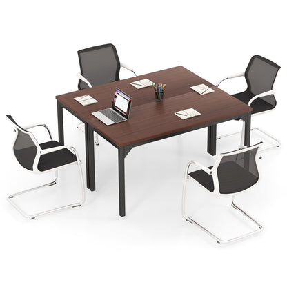 Tangkula Conference Table Set of 2, Rectangular Meeting Room Table with Large Tabletop & Heavy-Duty Metal Frame, Multifunctional Computer Desk for Home, Office, Conference Room - WoodArtSupply