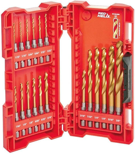 Milwaukee 48-89-4680 18-Piece Shockwave Impact Duty Thunderbolt Titanium Drill Bit Set w/Anti-Walking 135 Degree Angled Tip and Storage Case Milwaukee