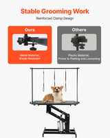 VEVOR Hydraulic Pet Grooming Table, 400LBS Static Load Capacity, 42.5 x 24 Inch Dog Grooming Station with Anti-Slip Tabletop and Dual Height Adjustable Arms with Clamps, for Medium and Small Dogs VEVOR