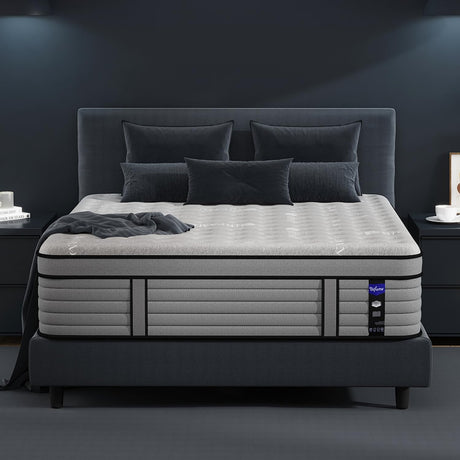 DIFAME King Size Mattress, 14 Inch Firm Hybrid King Mattress in a Box with Gel Memory Foam, Pressure & Back Pain Relief, Individually Pocket Spring, Edge Support, 100-Night Trial, CertiPUR-US DIFAME