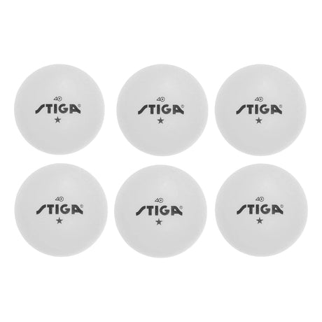 STIGA Ping Pong Balls – 6pk White 1-Star Table Tennis Balls, Official Size 40mm ABS Balls, Ultimate Durability for Indoor/Outdoor Ping Pong Tables Stiga