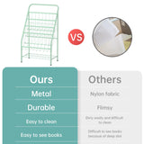 JAQ Kid Bookshelf, 4-Tier Metal Sling Kids Display Bookshelves Bookcase with Toy Storage in Baby Corner Library Room Classroom Playroom for Toddlers Nursery Children (4-tier/28.35inch, Green) JAQ