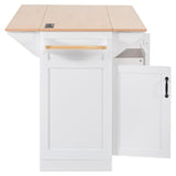 Quarte Farmhouse Large Kitchen Island with 2 Drop Leaf and Power Outlet,Rolling Kitchen Cart on 5 Wheels, Folding Storage Dining Table for Home, Dining Room (White/Double) Quarte