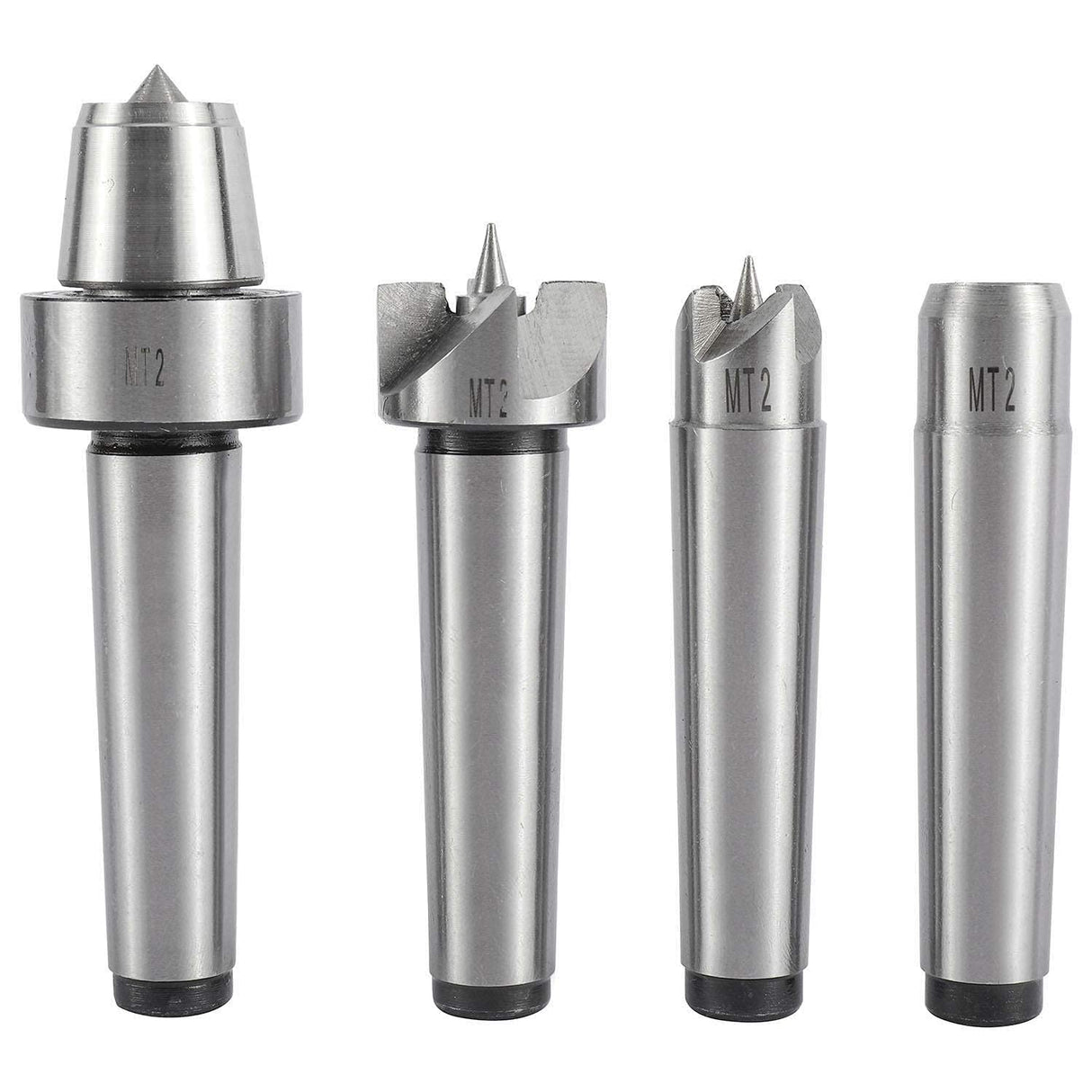 KUNTEC 4pcs MT2 Live Center Wood Lathe Drive Spur Cup Set #2 Morse Taper KUNTEC