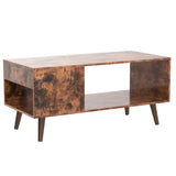 WLIVE Coffee Table for Living Room,Wood Coffee Table with Storage,Mid-Century Modern Coffee Table with Drawer,Living Room Table for Home Office,Rustic Brown WLIVE