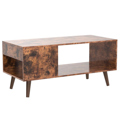 WLIVE Coffee Table for Living Room,Wood Coffee Table with Storage,Mid-Century Modern Coffee Table with Drawer,Living Room Table for Home Office,Rustic Brown - WoodArtSupply