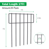 25 Pack Animal Barrier Fence, 17 in(H) X 27 Ft(L) Decorative Garden Fence, Rustproof Metal Wire Garden Border Fence, Dog Rabbits Ground Stakes Fence for Garden. NANANARDOSO