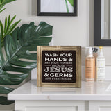 Christian Bathroom Sign - Wash Hands & Prayers, Rustic Wooden Tabletop Art, Farmhouse Washroom Decor JXZOLQ