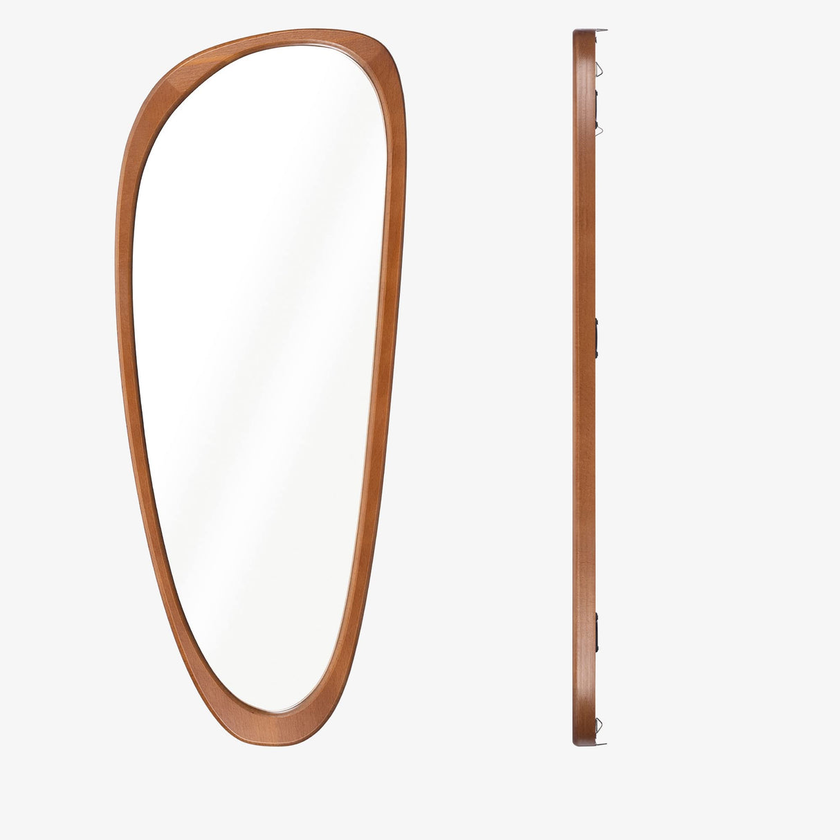 Navaris Irregular Wall Mirror - 23.6 x 9.6 in - Wooden Asymmetrical Mirror - Mid Century Abstract Design - Aesthetic Home Decor - Beechwood Frame Navaris