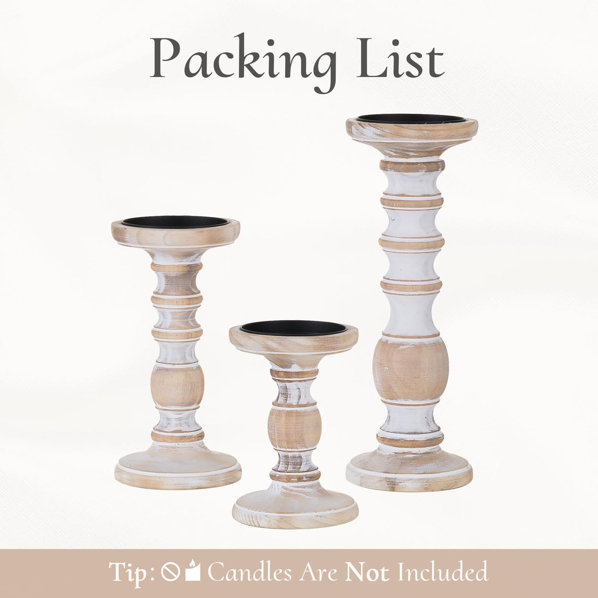 Wood Candle Holders for Pillar Candles: 3Pcs White Rustic Wood Candle Holders Distressed Wooden Farmhouse Candle Holders Rustic Candle Holder Tall Pillar Candle Holder Stand for Fireplace Table Inweder