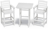 SERWALL Tall Adirondack Bar Chairs and Table 3 Pieces Set, Adirondack Bar Height Chairs Set of 2 and Bar Table, Outdoor Bar Stools Set for Bistro, Poolside, Backyard, White SERWALL