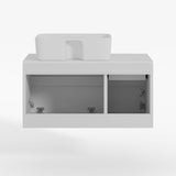 Weibath Floating Wall-mounted Bathroom Vanity Faux Marble Top with Ceramic Vessel Sink (White, 31.5"W x 15.8"D x 16.5"H) Weibath