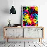 DIY 5D Diamond Painting by Number Kits Colorful Rainbow Rose Paint with Full Drill Round Diamond Art Embroidery Cross Stitch Wall Decoration Festival Gift 12x16 inch YEEIFFD