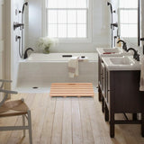 Wooden Bath Mat Non-Slip Hinoki Cypress Wood Shower Mat Waterproof Luxury Spa Bathtub Mat for Indoor or Outdoor Use, 21 x 14 x 1 Inches Rsuwiz