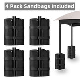 FAB BASED 10x12 Gazebo, Double Vent Canopy Gazebo for Outdoor with Privacy Netting, Easy Setup Patio Pavilion with Steel Frame Strong Legs for Lawn, Backyard, Deck (Ash Grey) FAB BASED