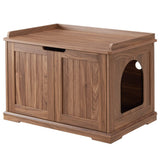 unipaws Cat Litter Box Enclosure Furniture, Hidden Litter Box Cover Washroom, Dog Proof Cabinet House for Large Cat, Hideaway Litter Box, Walnut unipaws