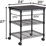 Safco Desk Side Wire Machine Stand with Wheels, 3 Tier, 200 lbs Capacity, Black Steel Frame & Multifunctional Utility Shelves. Perfect for Home, Office, Classroom & Garage Safco