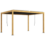 Outsunny 10' x 13' Louvered Pergola, Aluminum Outdoor Pergola with Adjustable Roof, Hardtop Gazebo for Patio, Deck, Garden, Yard, Beach, Black Roof and Natural Frame Outsunny