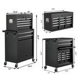 OAKANDO 8 Drawer Rolling Tool Chest, High Capacity Tool Box with Lockable Wheels and Drawers, 2 in 1 Portable Toolbox Organizer Storage Cabinet for Garage, Warehouse, Repair Shop, Black OAKANDO