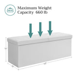 SONGMICS MAZIE Collection - 43 Inches Storage Ottoman Bench with Flipping Lid, Storage Chest with Iron Frame Support, Load 660 lb, for Living Room, Bedroom, Synthetic Leather, White ULSF75WT SONGMICS