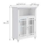 Teamson Home Neal Wooden Freestanding Floor Cabinet with 1 Adjustable Shelf 3 Storage Spaces 2 Glass Doors and 2 Clear Knobs, White Teamson Home