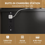 HUANLEGO Vanity Desk with Mirror and Lights, Black Makeup Vanity Mirror with RGB LED Lights, 3 Color Modes Adjustable Vanity Desk with Charging Station, 3 Drawers and Vanity Chair for Bedroom HUANLEGO