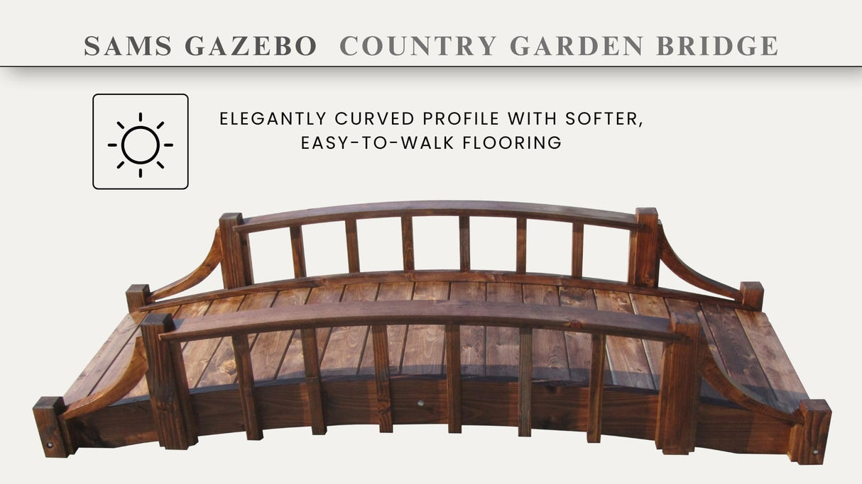 SamsGazebos Country Wood Garden Bridge, 6', Brown SamsGazebos