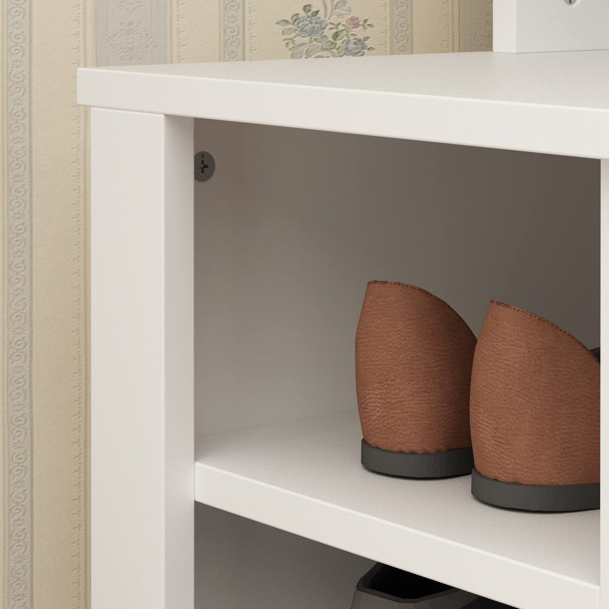 AIEGLE Large 3-in-1 Entryway Hall Tree with Shoe Bench and Coat Rack with 18 Shoe Storage Cube and 6 Hanging Hooks, White (63" L x 17.3" W x 66.9" H) AIEGLE