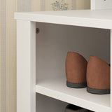 AIEGLE Large 3-in-1 Entryway Hall Tree with Shoe Bench and Coat Rack with 18 Shoe Storage Cube and 6 Hanging Hooks, White (63" L x 17.3" W x 66.9" H) AIEGLE