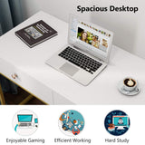 Tribesigns Computer Desk, Modern Simple 47 inch Home Office Desk Study Table Writing Desk with 2 Storage Drawers, Makeup Vanity Console Table, White and Gold Tribesigns