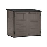 Suncast Modernist 4' x 2.5' Lockable Outdoor Garden Resin Low Profile Horizontal Storage Shed with 3 Doors, 34 Cubic Feet, Gray Suncast